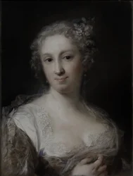 Retrato de uma senhora, c.1730-40 (pastel sobre papel, colocado na tela)